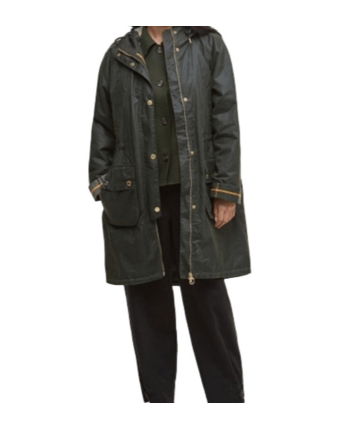 Barbour Hooded Buttoned Coat In Black