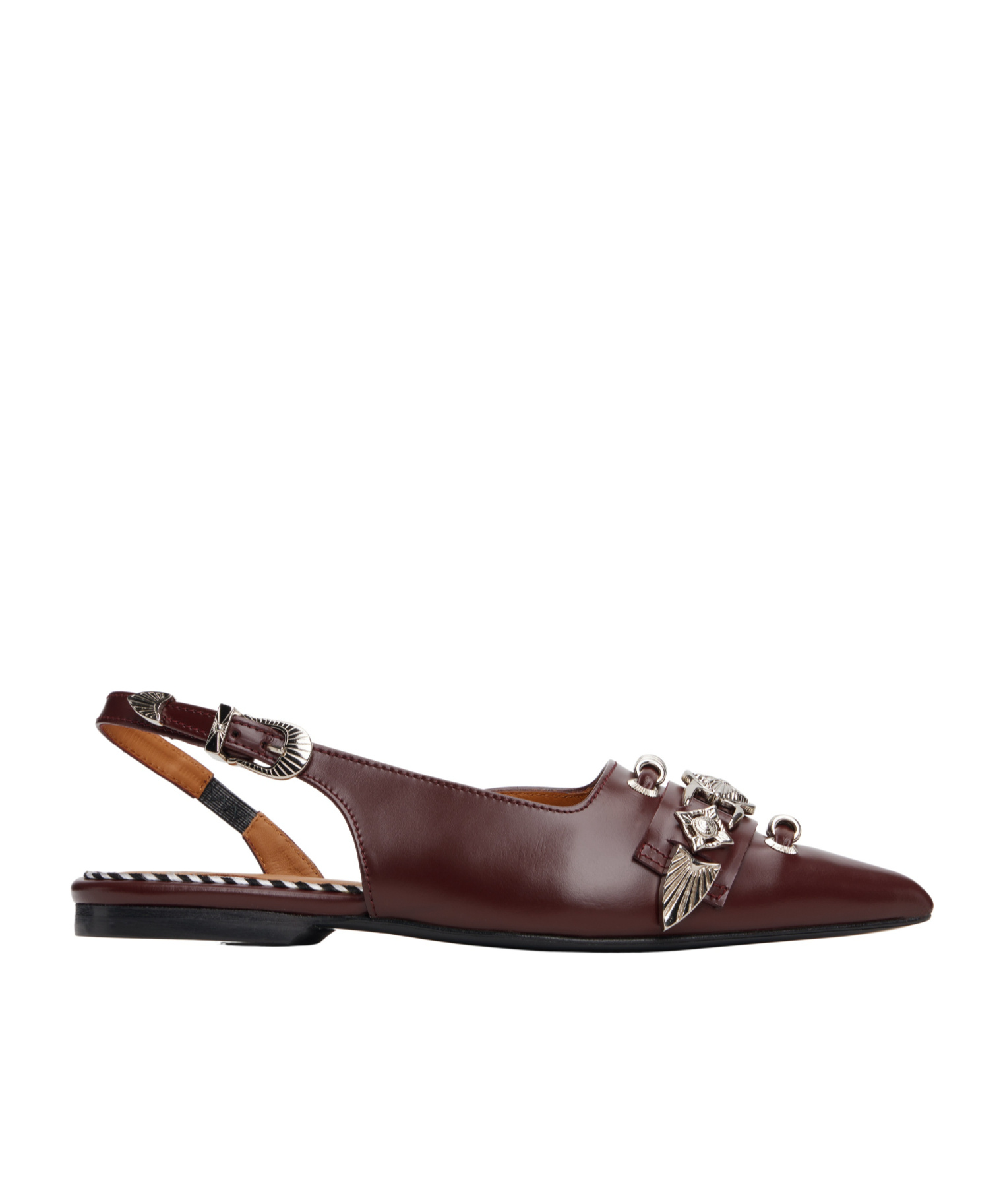 Toga Metal Belt Flats In Brown