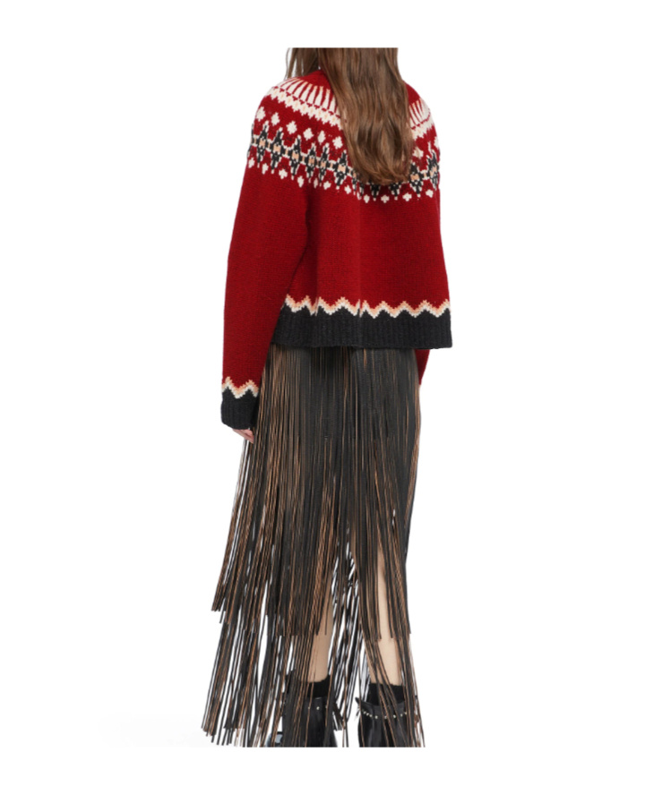 Alanui Intricately Patterned Red Turtleneck Sweater In Red
