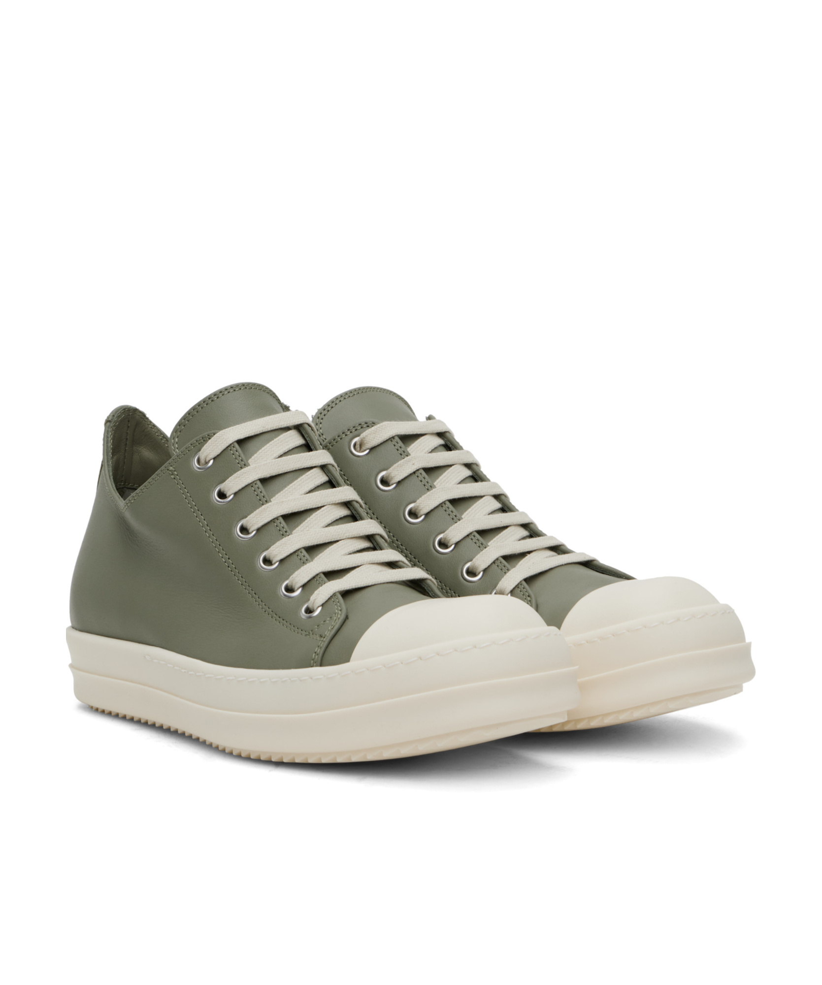 Rick Owens Green Hollywood Low Sneakers In Green
