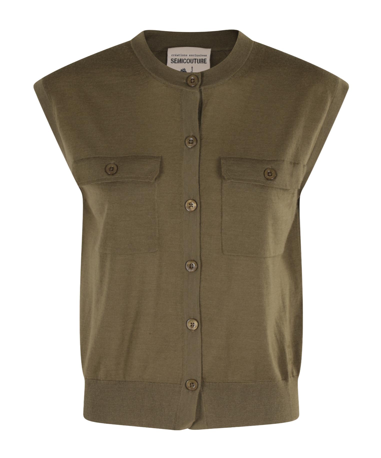 Semicouture Button Sleeveless Vest In Multi