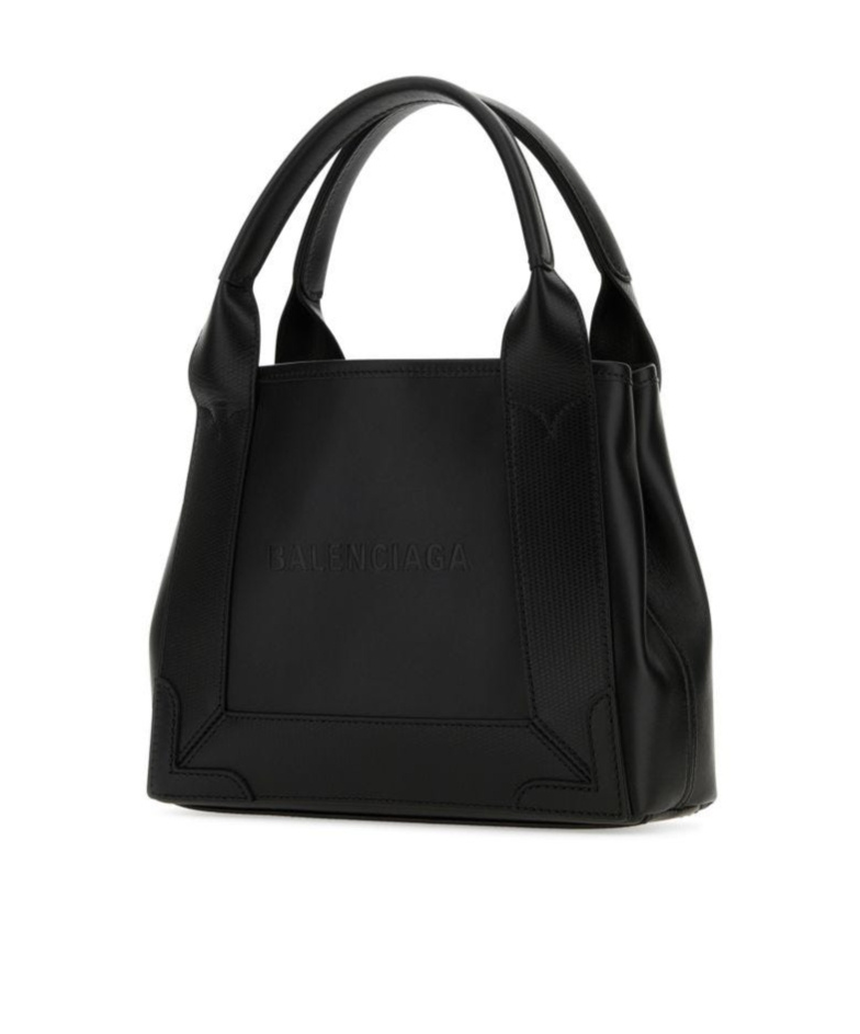 Shop Balenciaga Debossed-logo Leather Tote Bag In Black