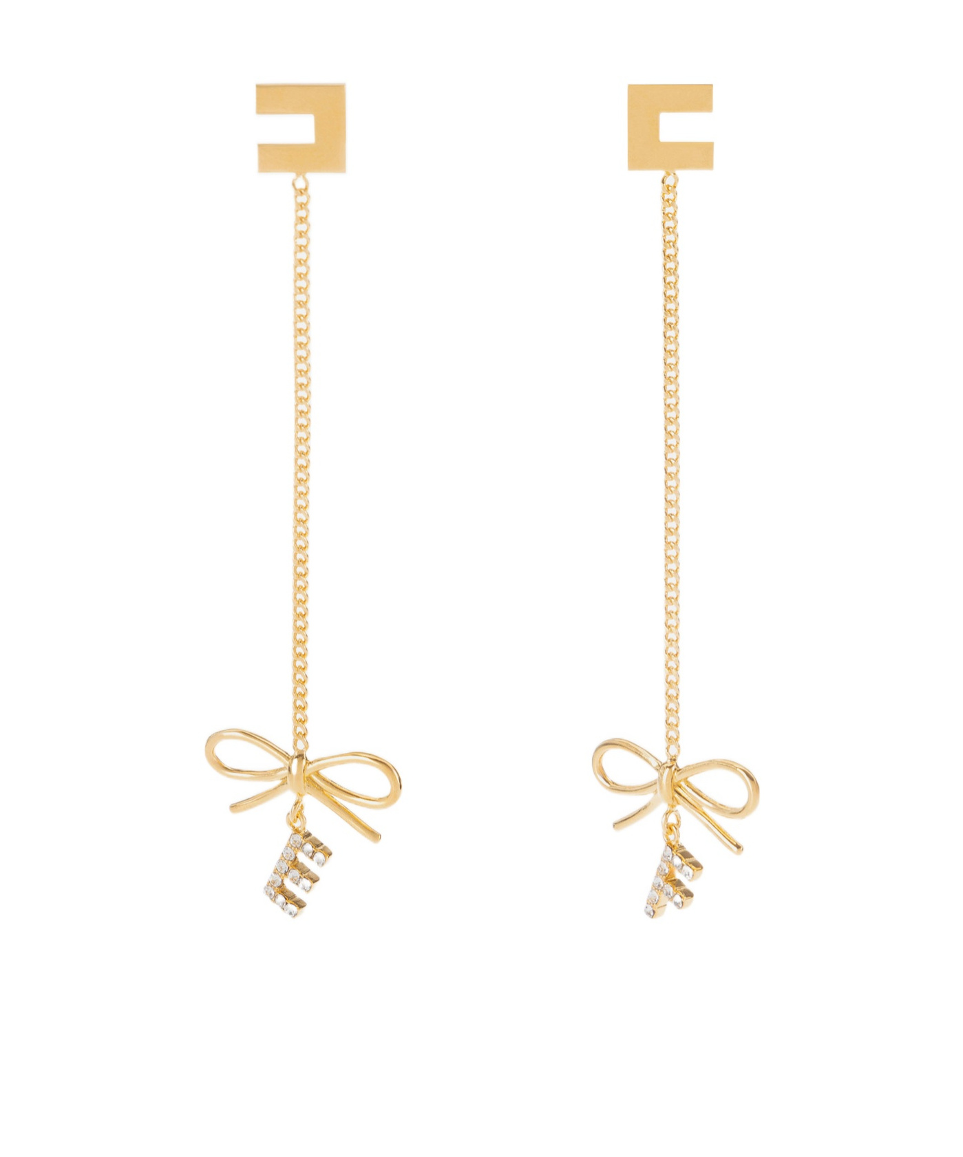 ELISABETTA FRANCHI BOW-DETAIL PENDANT EARRINGS