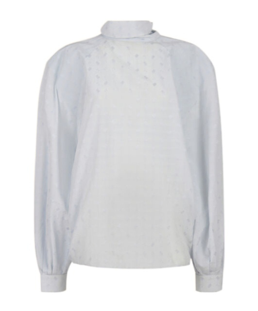Marni Blue Viscose Balloon Top With Jacquard Motif In White