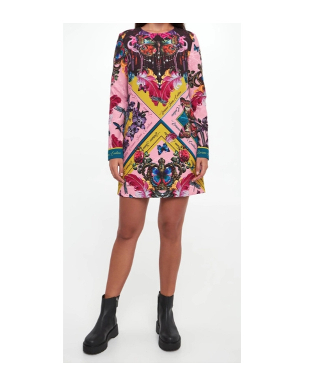 Versace Jeans Long-sleeved Dress In Pink