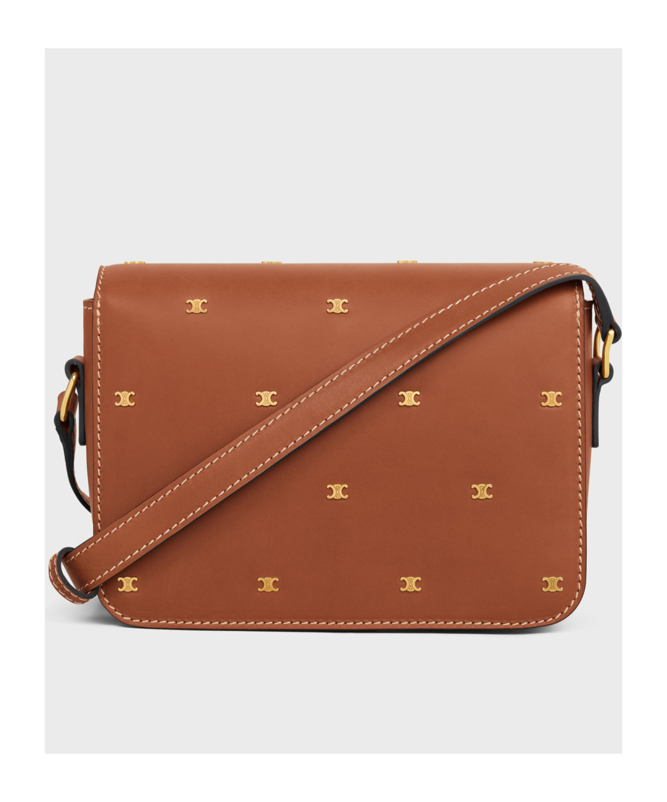 Celine Logo Shoulder Bag In Brown