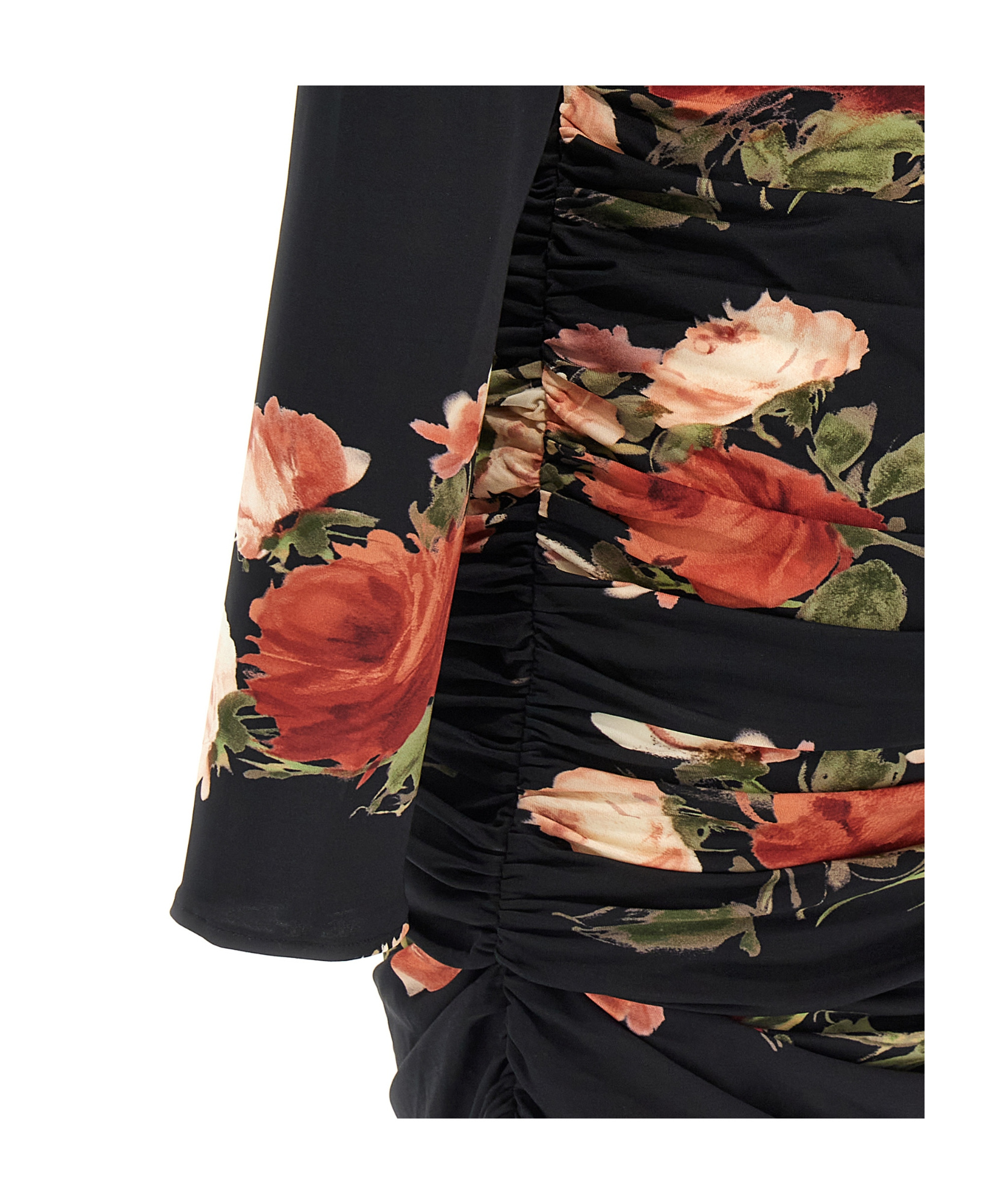 Magda Butrym '24' Draped Floral Mini Dress In Black