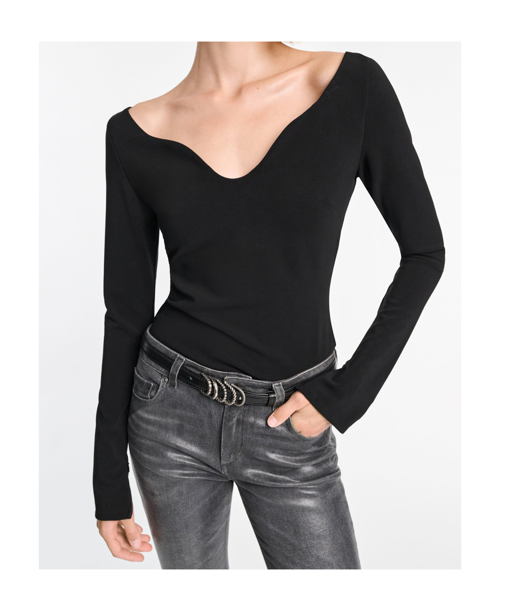 Dorothee Schumacher Structured V-neck Top In Black