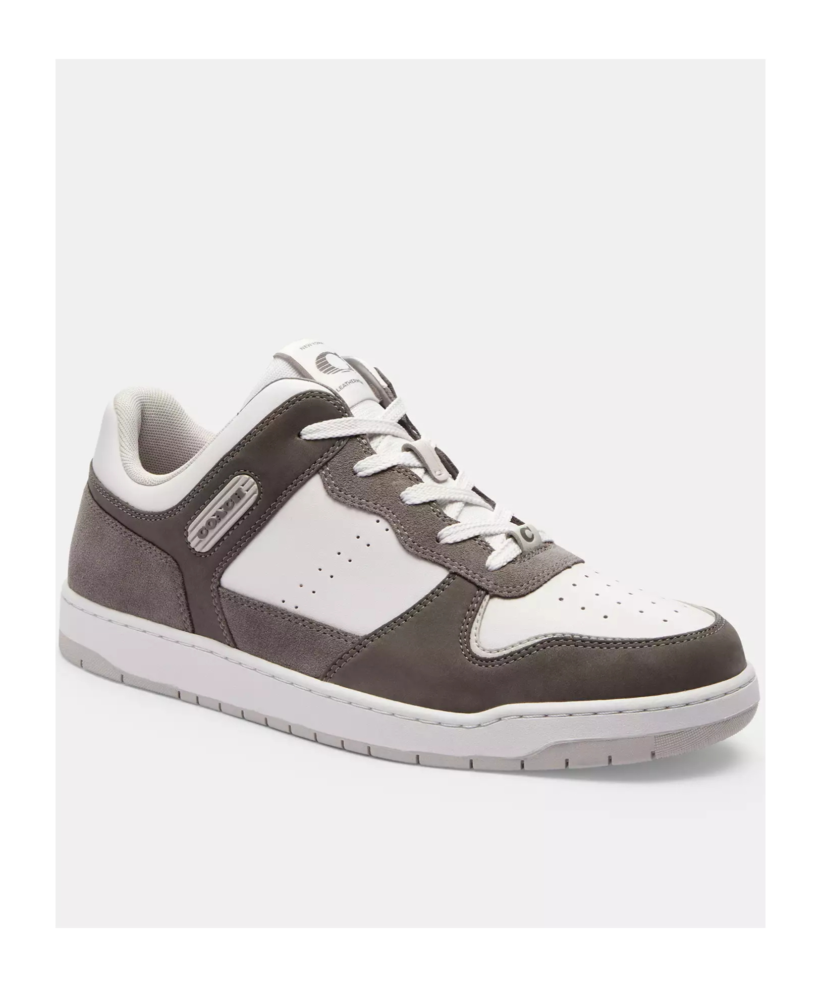 Shop Coach Leather Sneakers In Gray