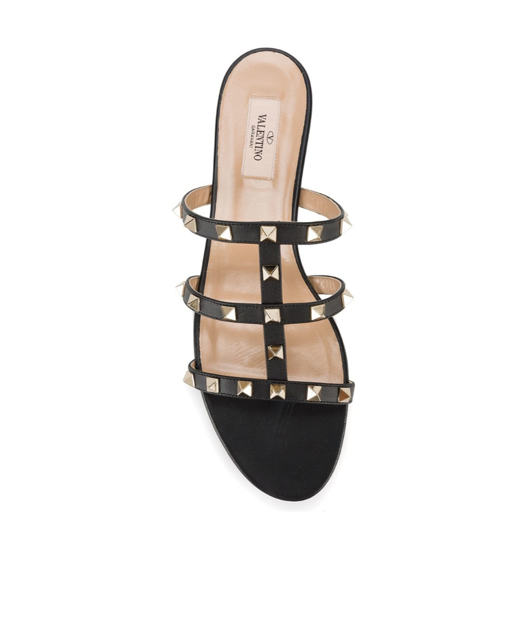 Shop Valentino Rockstud Flat Slide Sandal In Black
