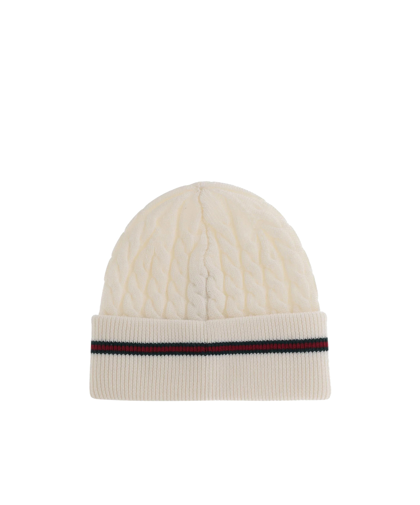 Gucci Cable-knit Striped Beanie In White