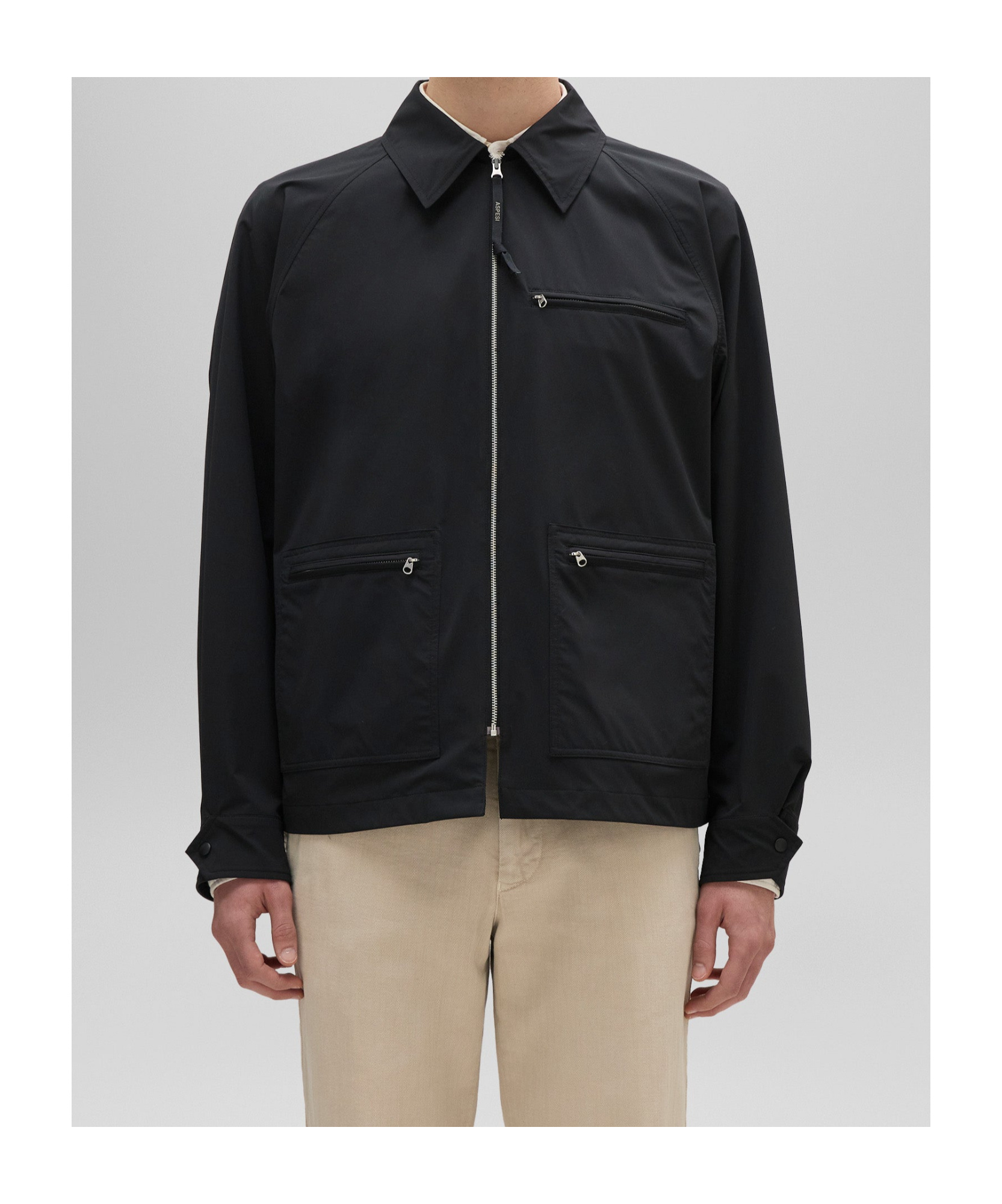 Aspesi Taharu Technical Fabric Twill Jacket In Black