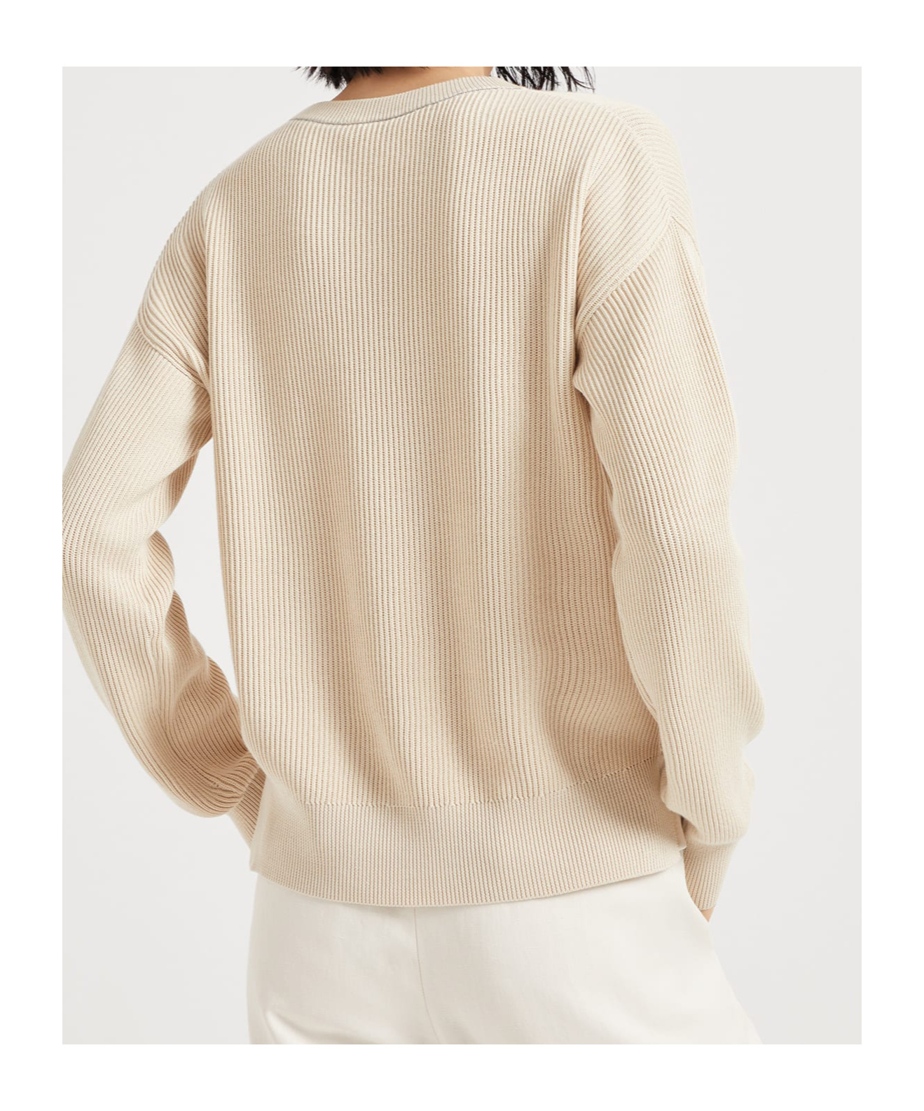 Brunello Cucinelli Cotton Sweater In Nude