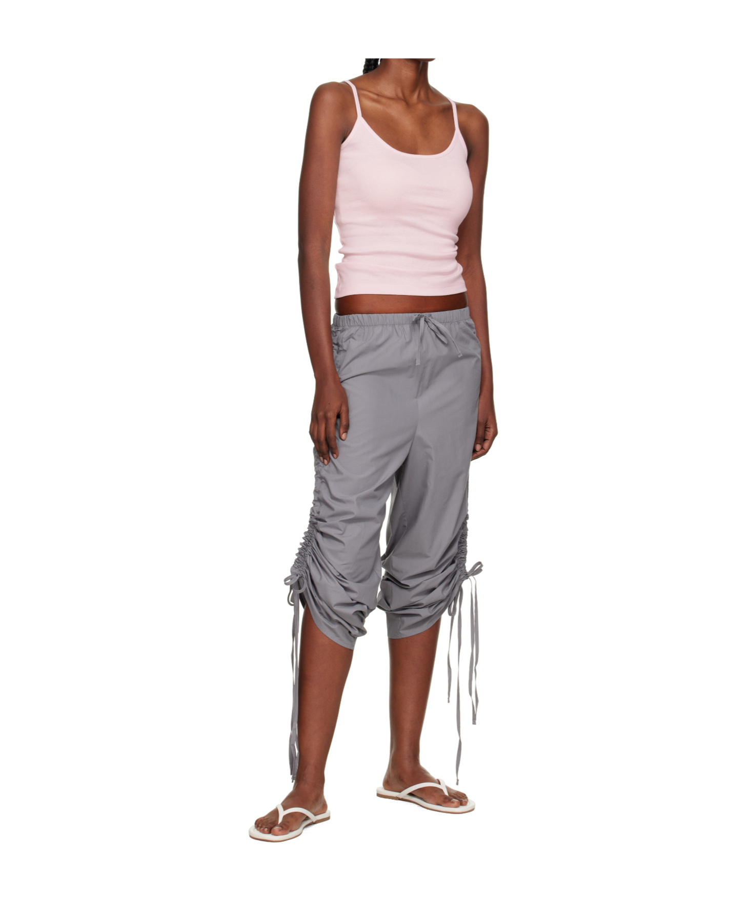 Baserange Drawstring Waist Casual Pants In Gray