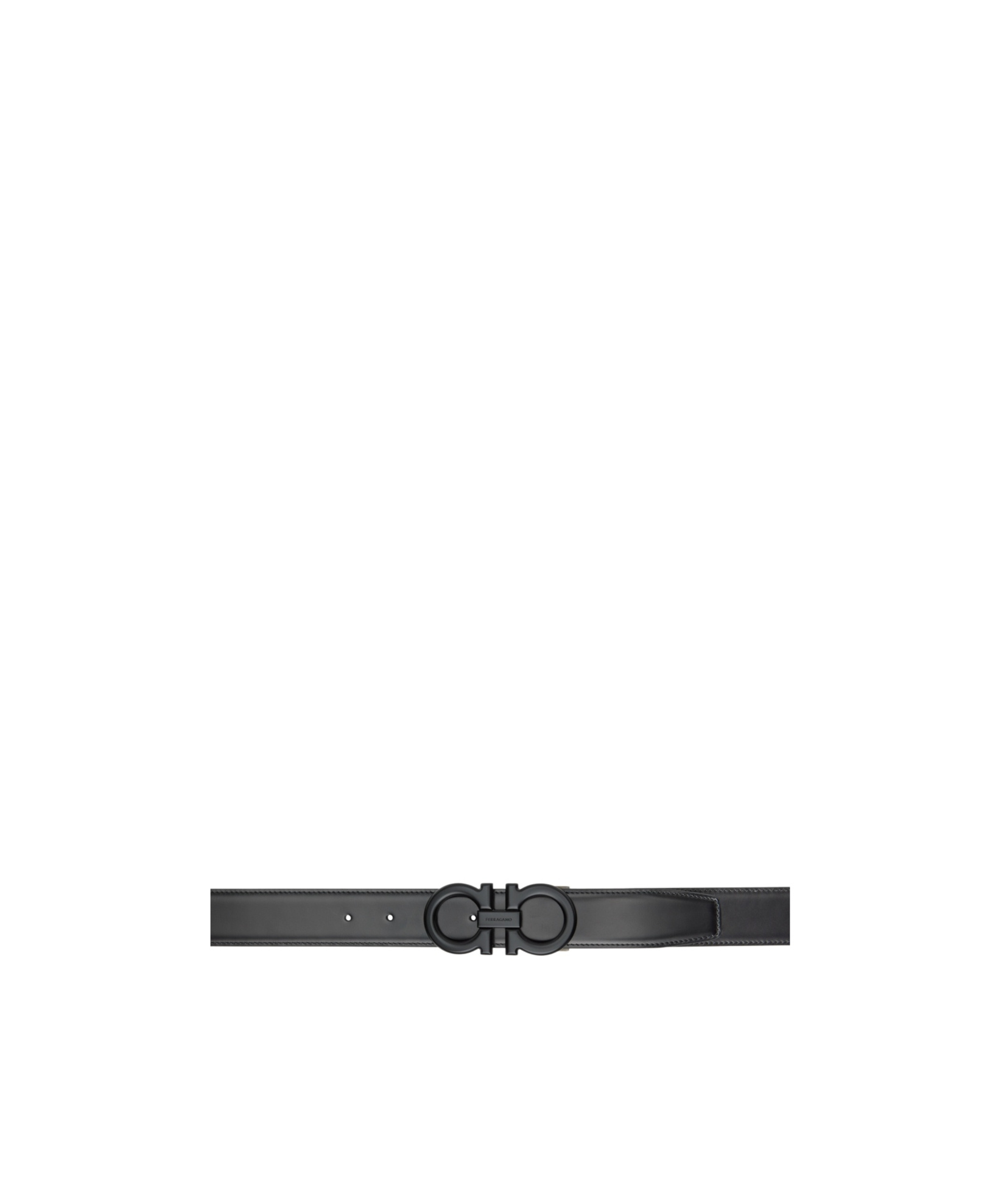 Ferragamo Reversible And Adjustable Gancini Belt In Black
