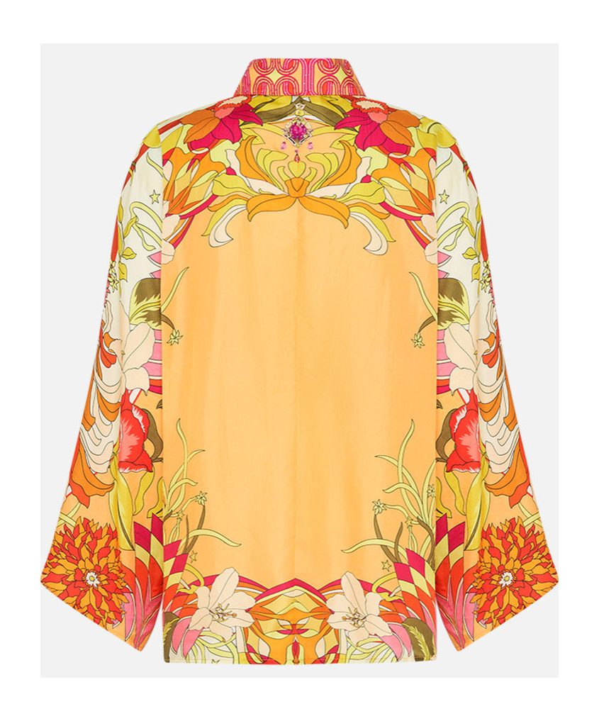Camilla The Flower Child Society Silk Blouse In Yellow