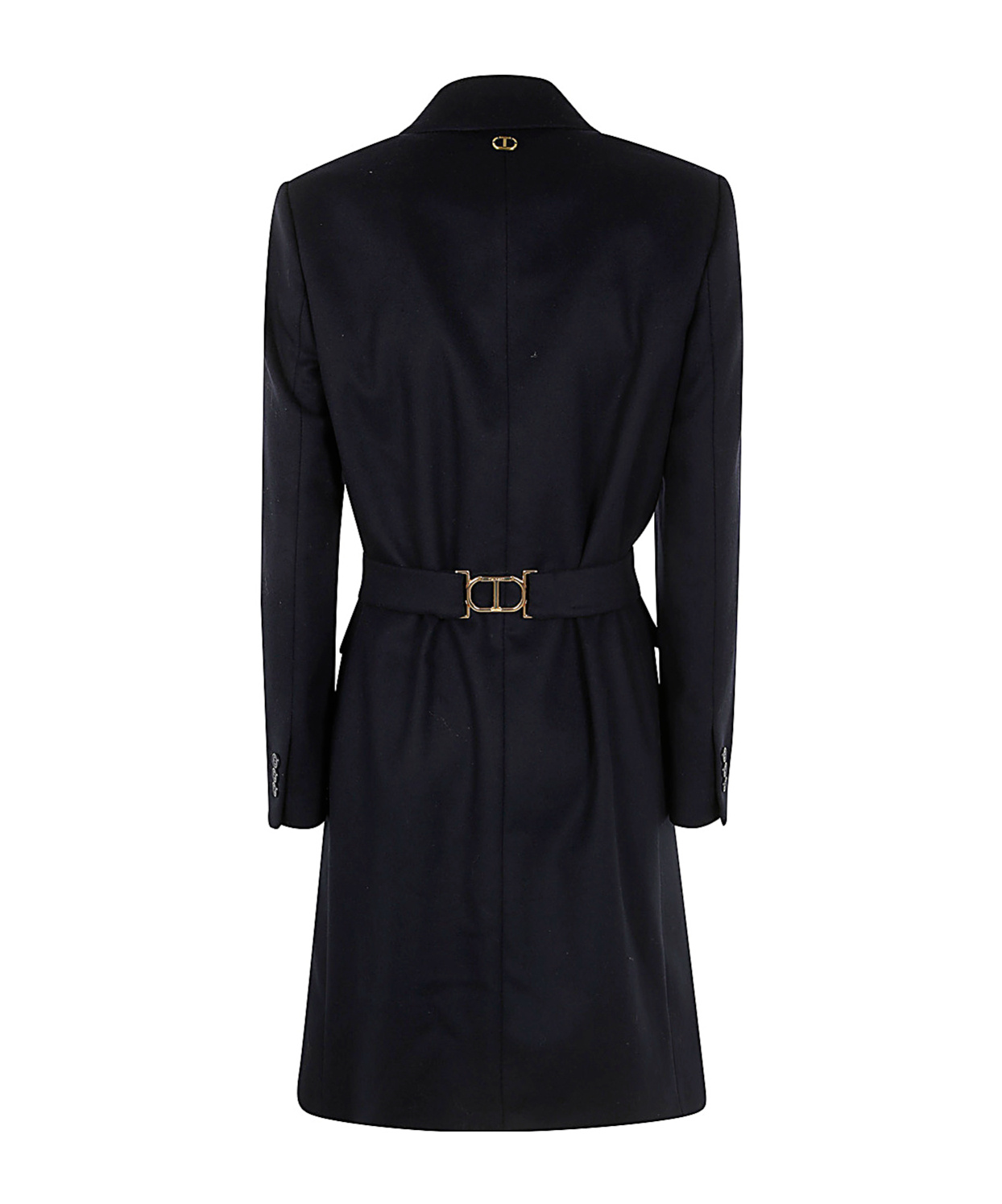 Shop Twinset Logo-plaque Coat In Black