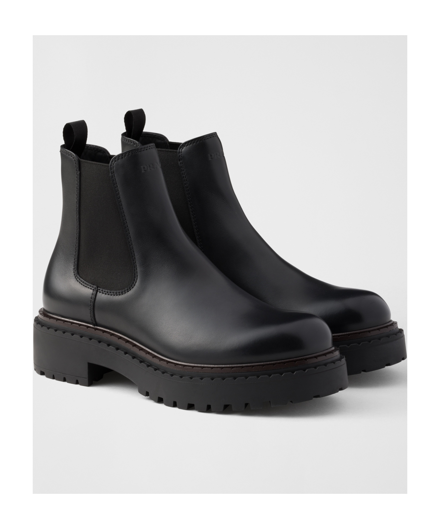 Shop Prada Leather Chelsea Boots In Black
