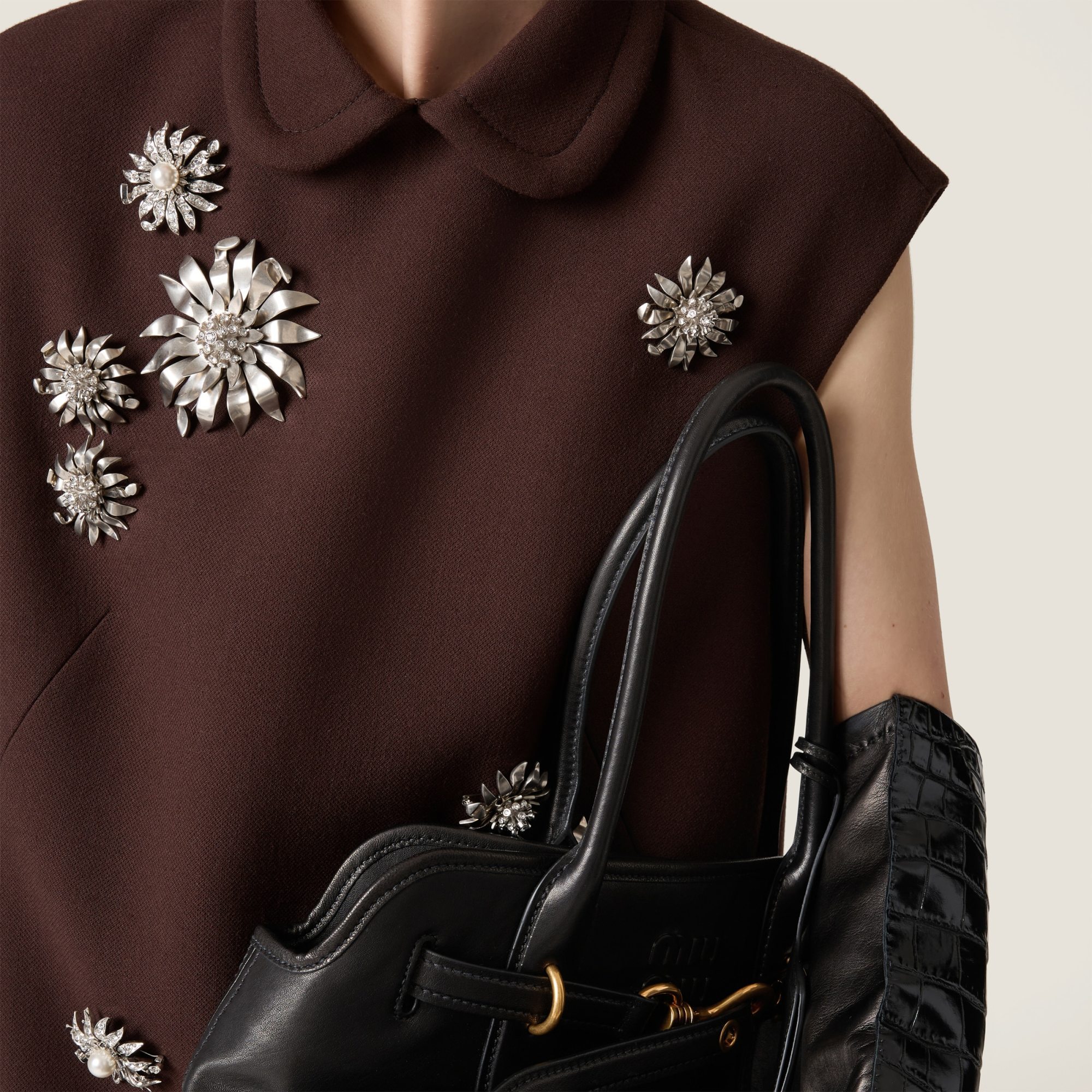 Miu Miu Sleeveless Wool Short Dress In Black