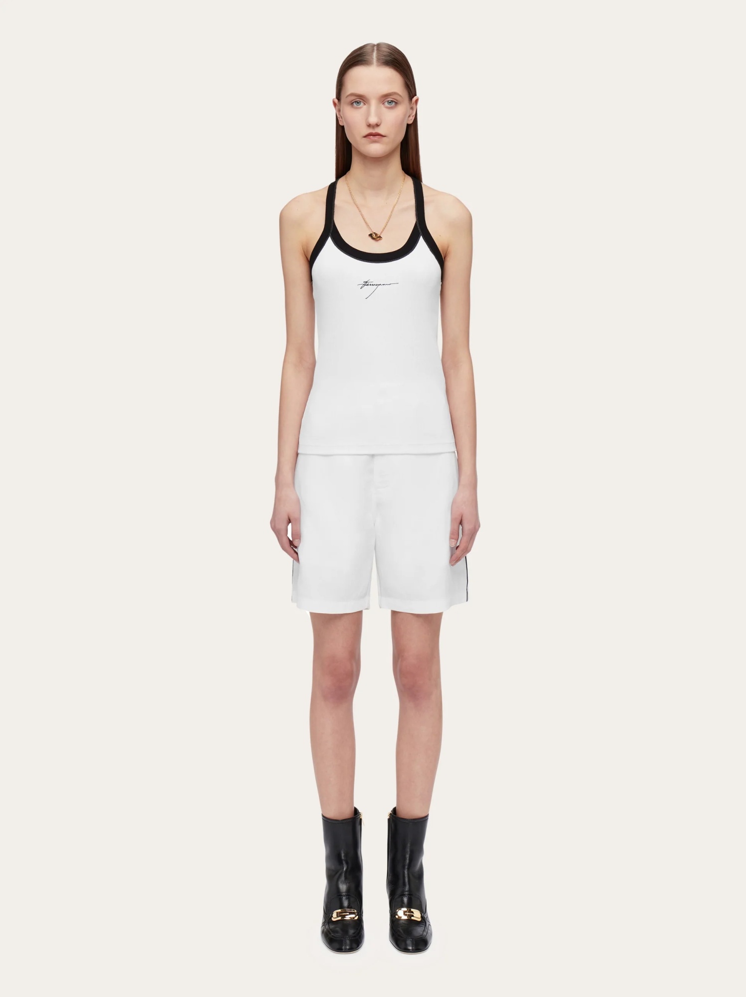 Ferragamo Damen Tanktop Aus Baumwolle In White