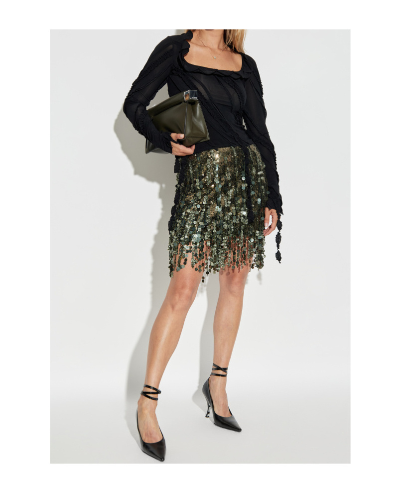 Blumarine Ruffled-detail Long-sleeve Top In Black