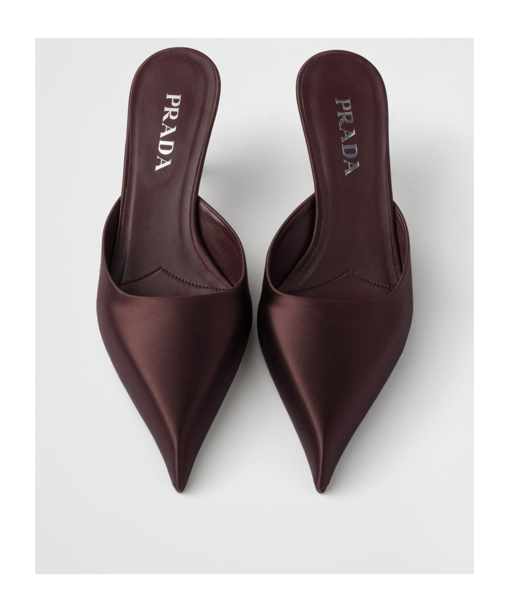 Prada Satin Mules Kitten Heel Pointed Toe In Red