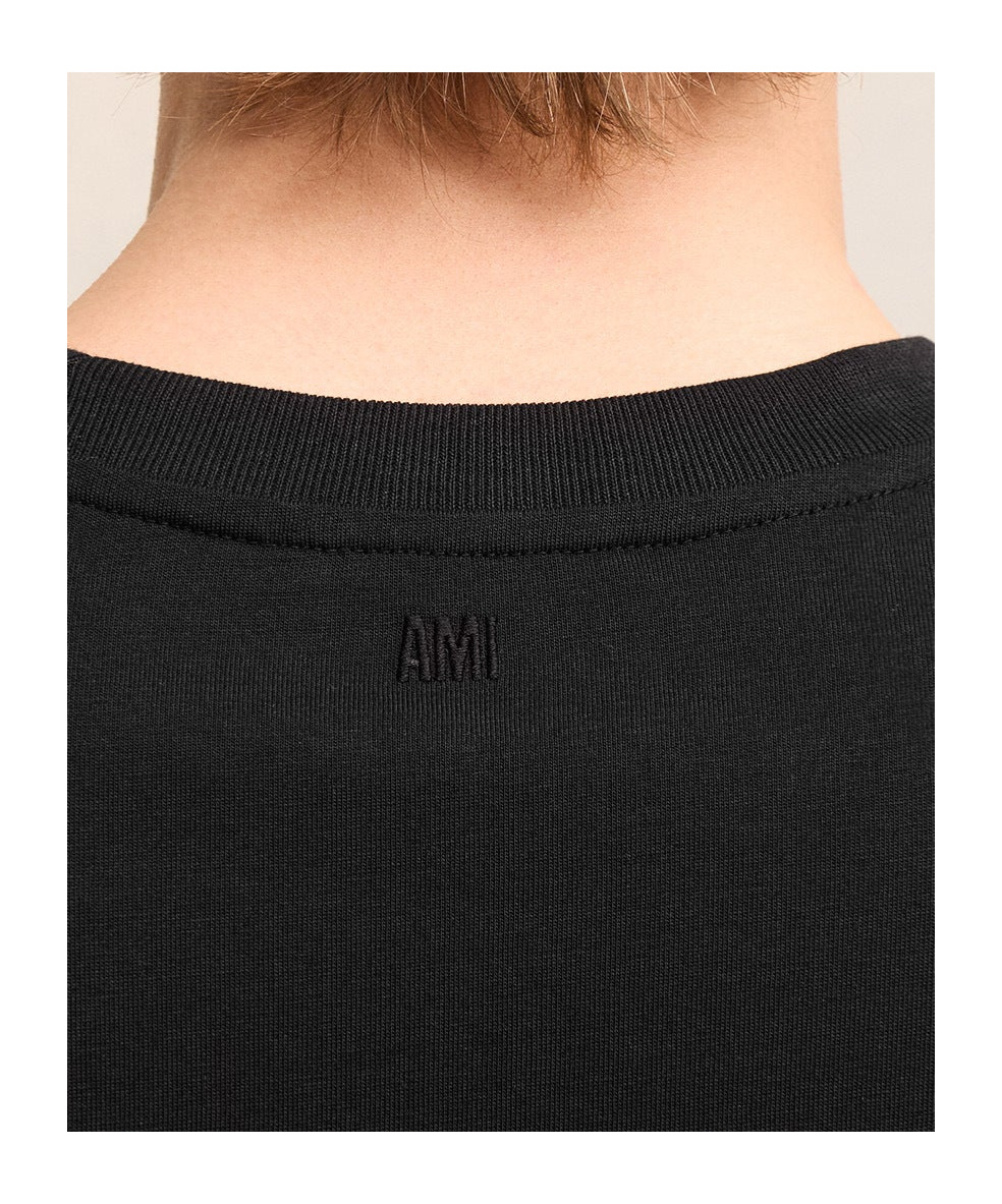Ami Alexandre Mattiussi Logo-embroidered Organic Cotton-jersey T-shirt In Black