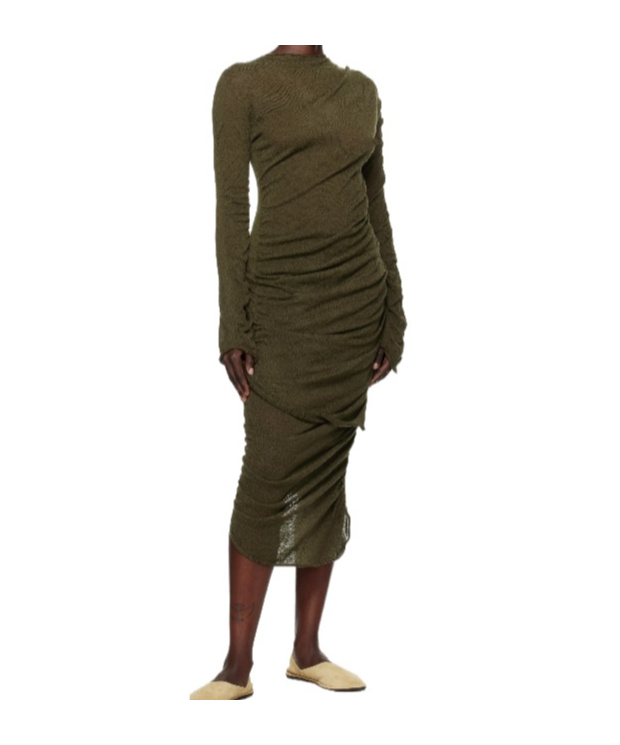 Issey Miyake Knitted Dress In Green