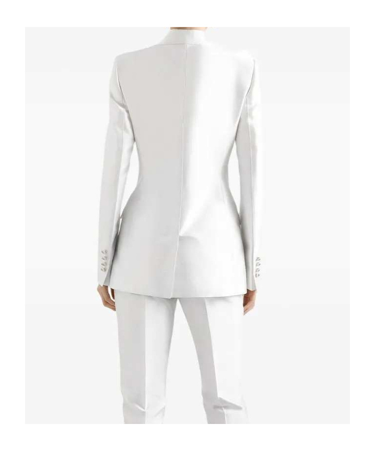 Dolce & Gabbana Stretch Silk Blazer Peak Lapels Structured Shoulders In Red