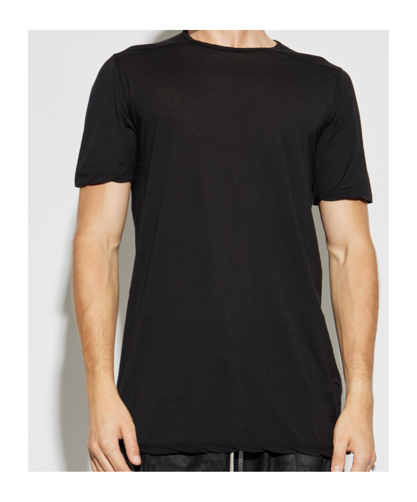 Rick Owens Drkshdw Asymmetric Hem Short Sleeve Round Neck T-shirt In Black