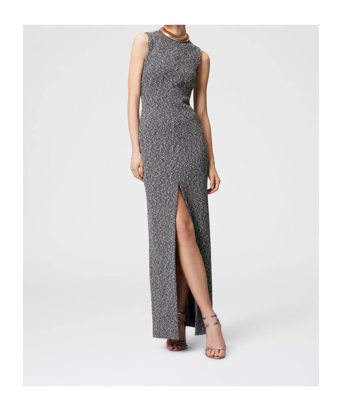 Missoni Cotton-blend Tweed Maxi Dress In Black/white