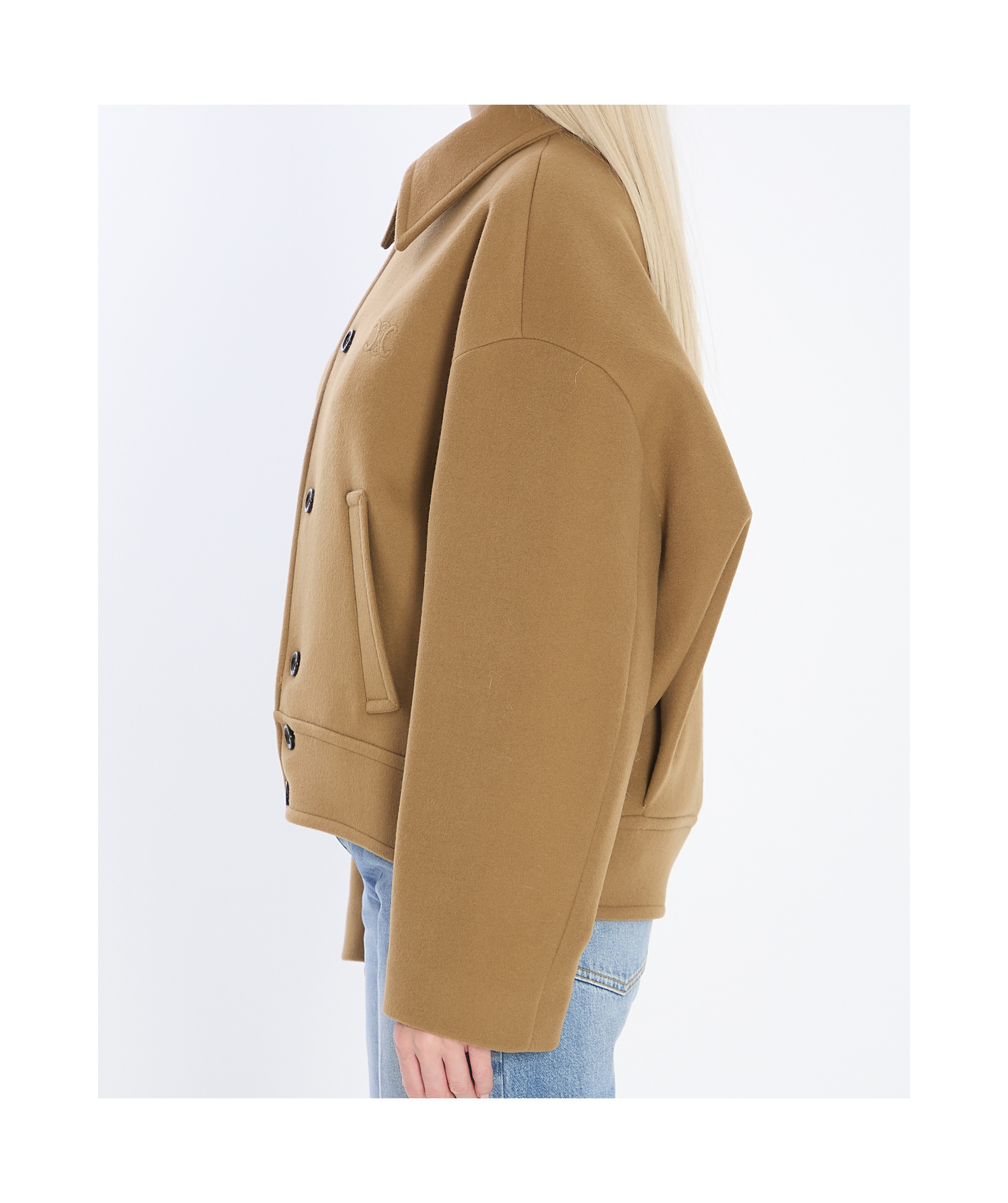 Celine Women Wool And Cashmere Bomber Jacket In Brown