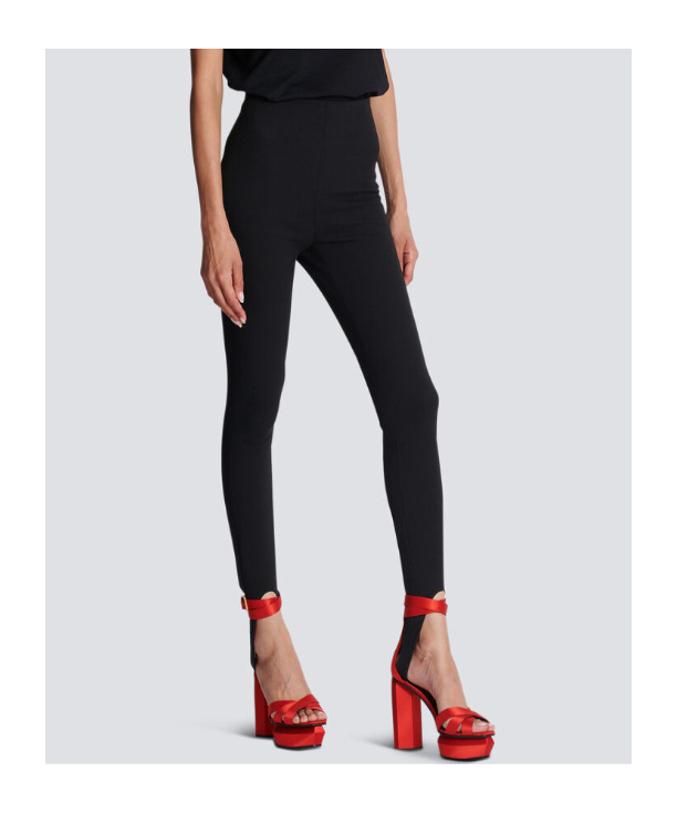 Balmain Black Leggings With Stirrups In Black