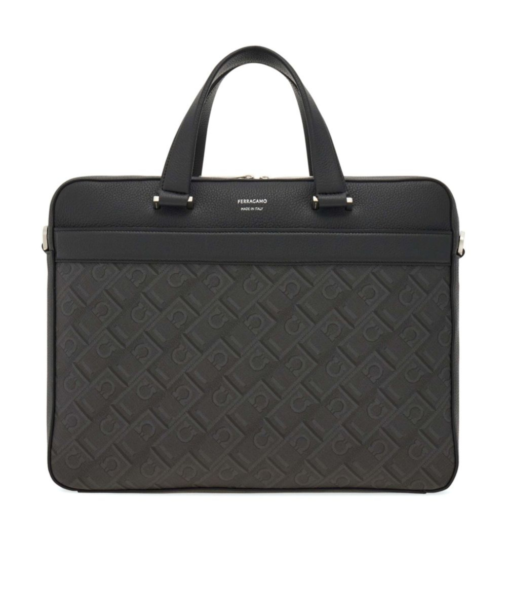 Ferragamo Men's Gancini Business Bag In Black