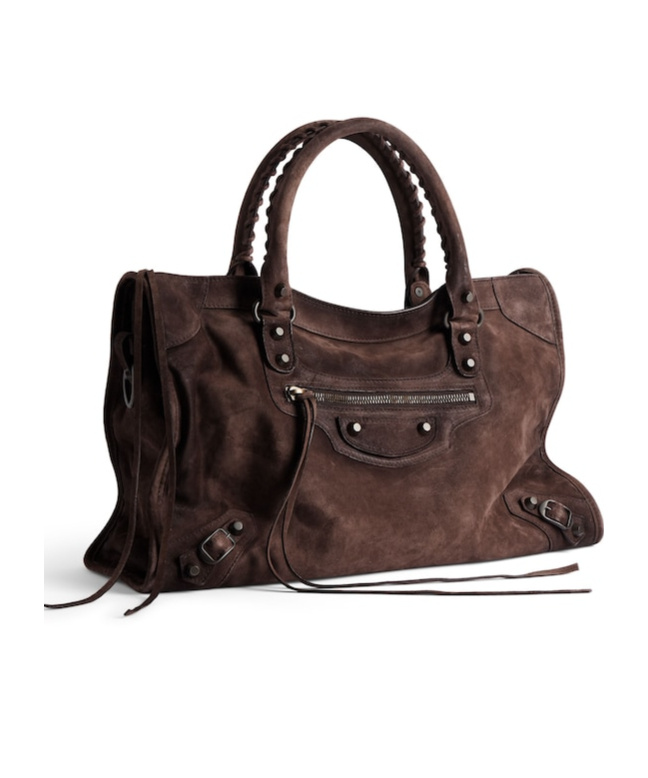 Balenciaga Le City Medium Crinkled Leather Top-handle Bag In Red