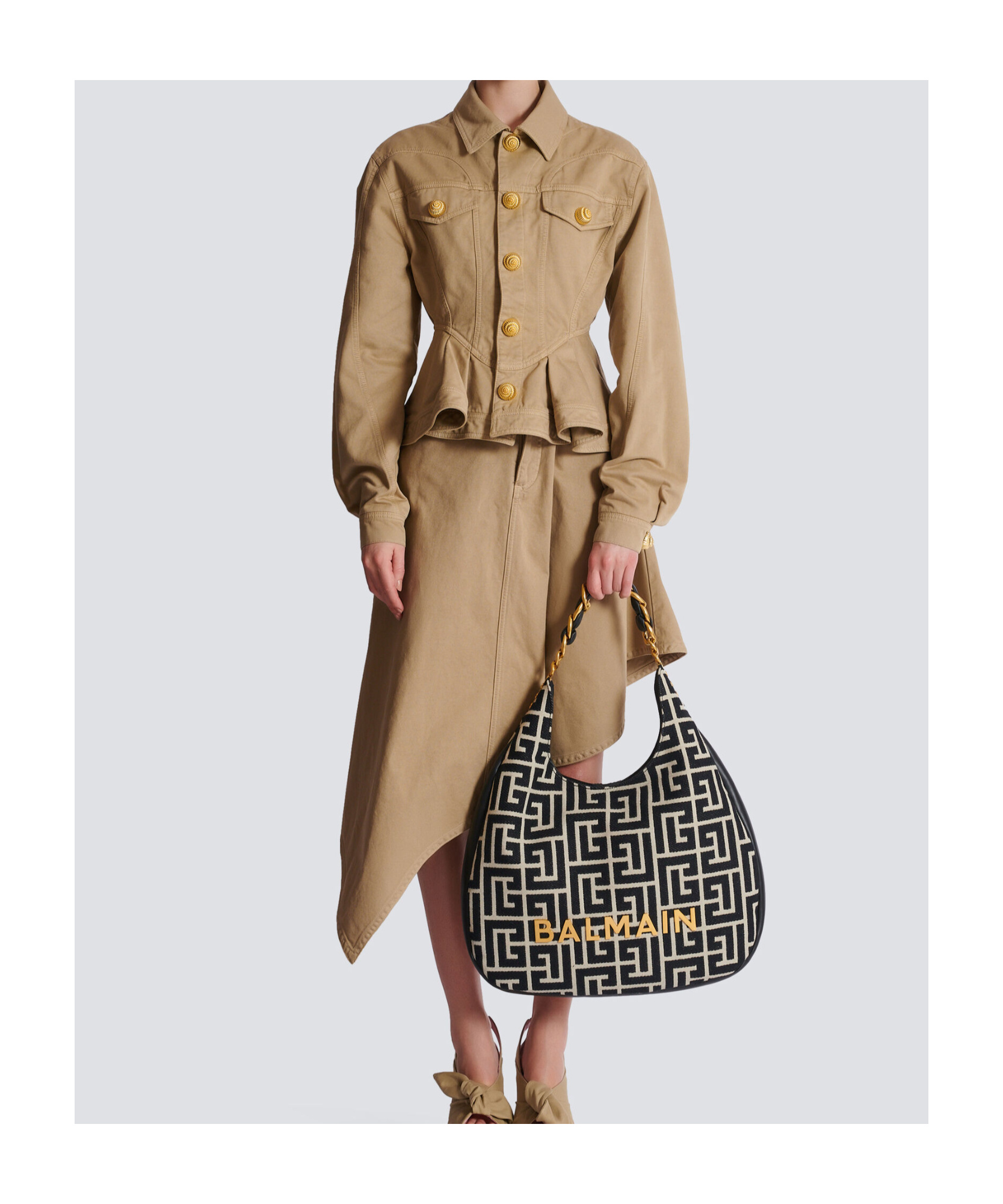 Balmain Large 1945 Soft Hobo Logo Tote In Black