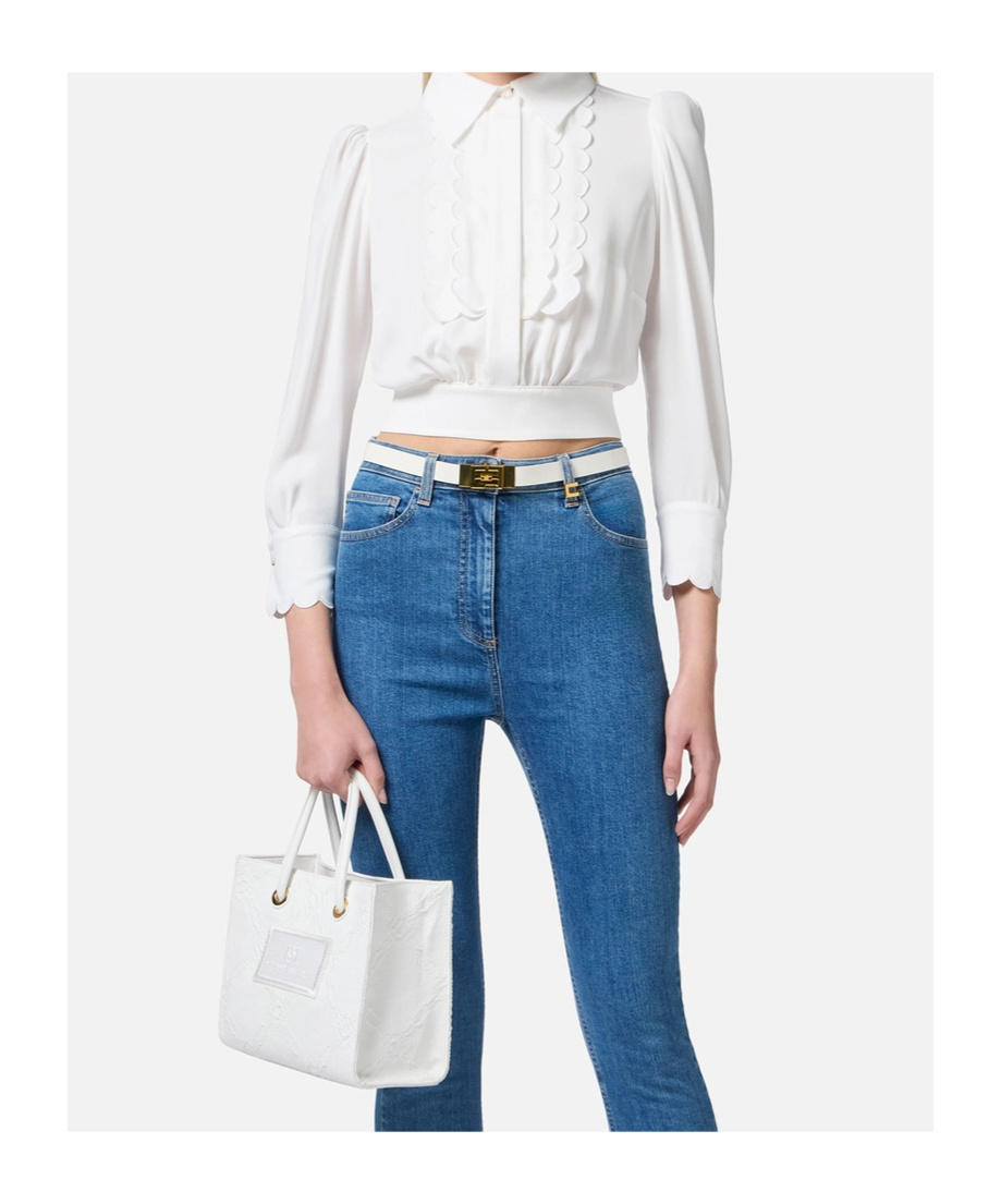 Elisabetta Franchi Elegant White Shirt With Rear Tie In Ivory
