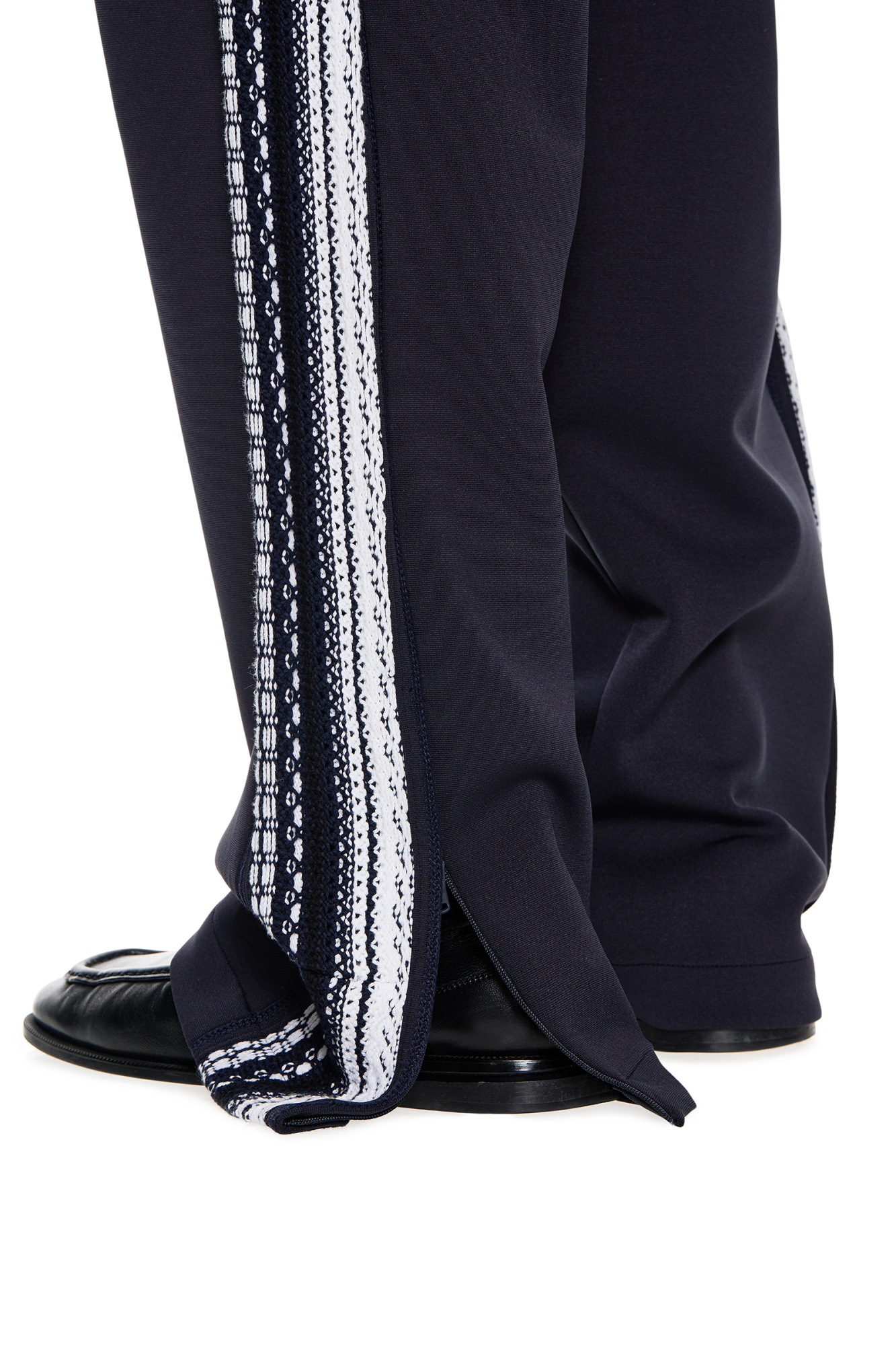 Wooyoungmi Navy Knit Detail Track Pants In Navy Blue