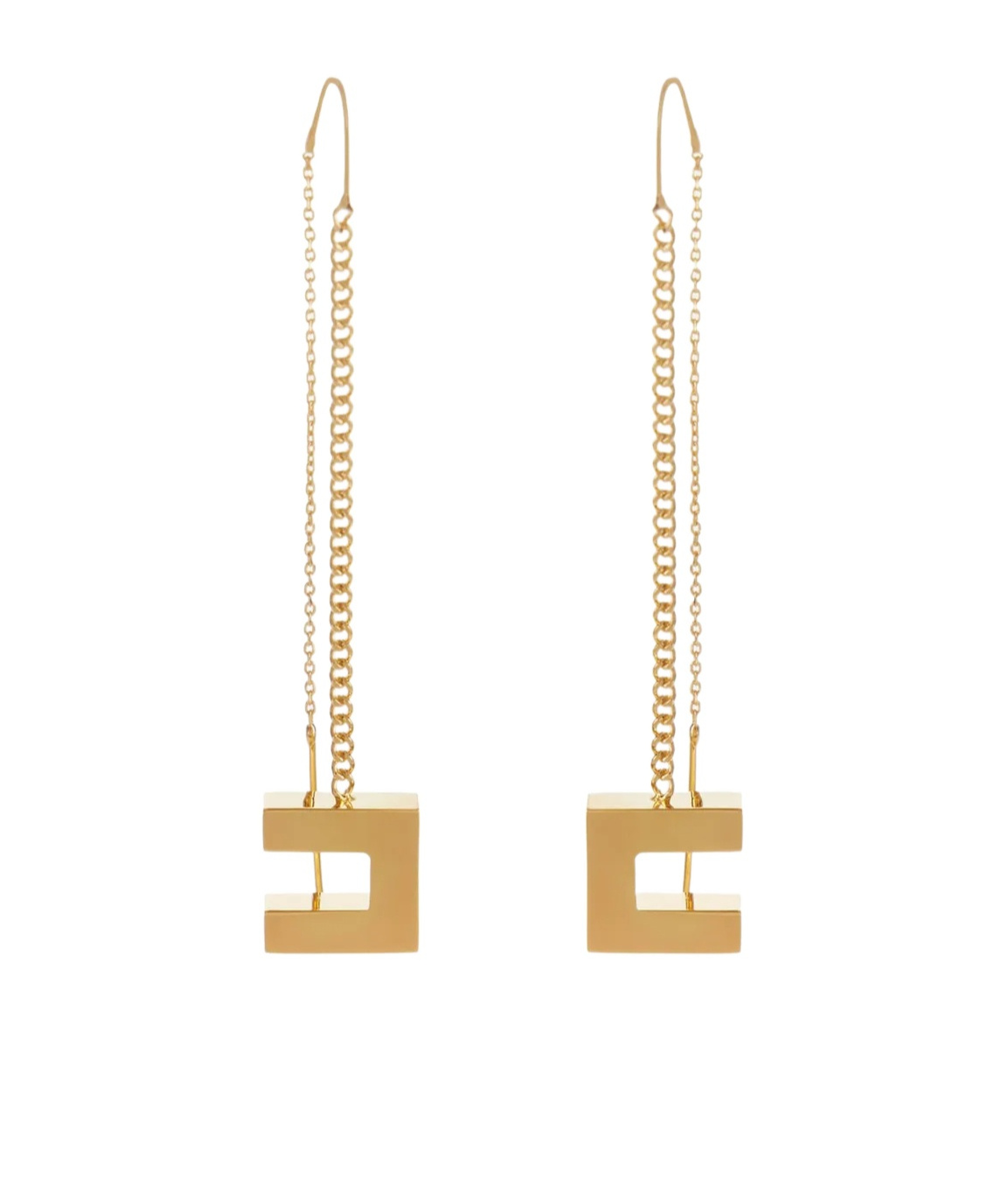 Elisabetta Franchi Dangling Geometric Shape Chain Detail Earrings In Gold