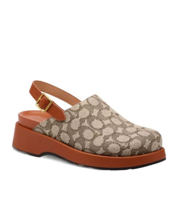 Coach Sculpted C Platform Clog In Signature Textile Jacquard