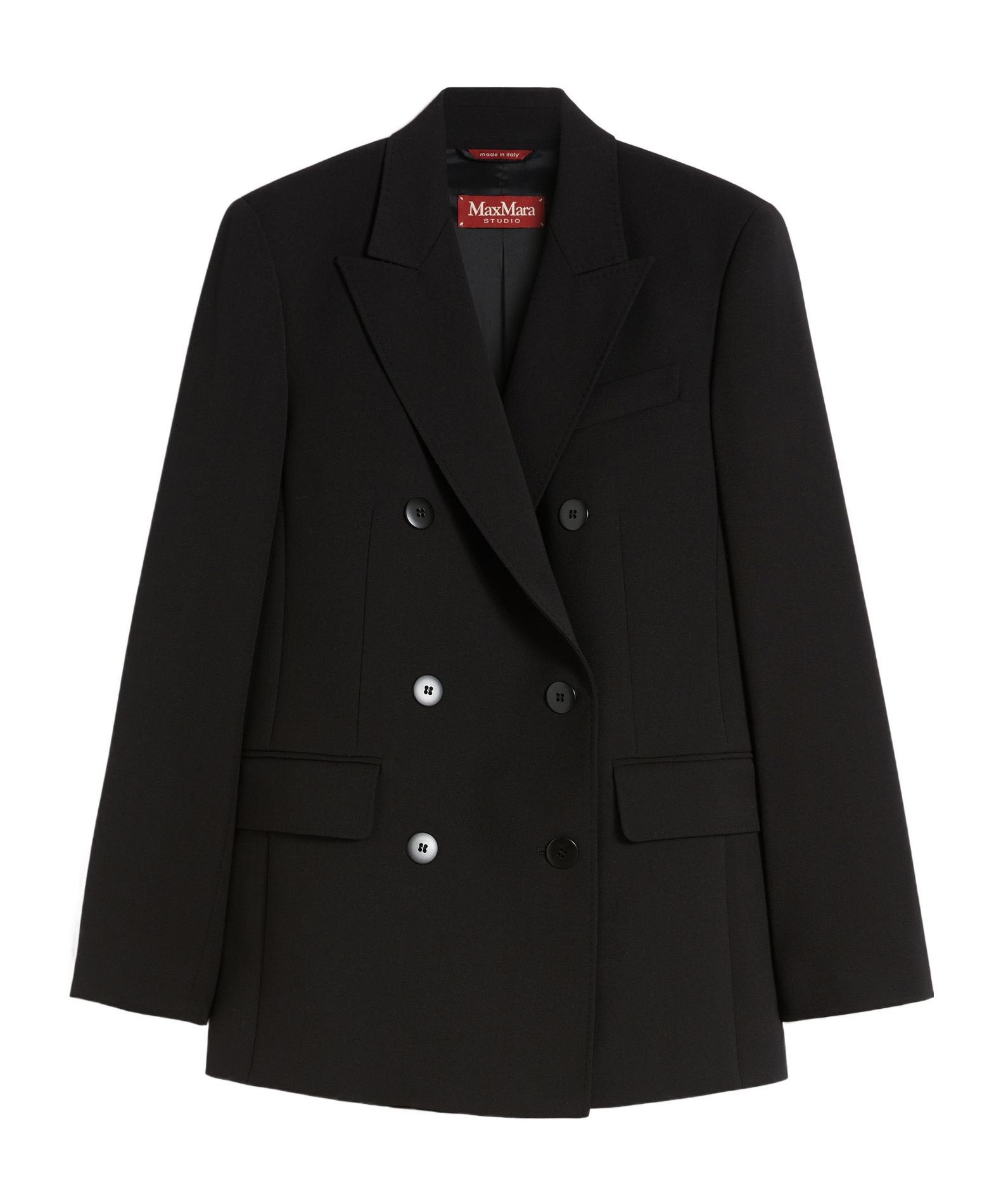 Max Mara Double-breasted Wool Blazer In Black