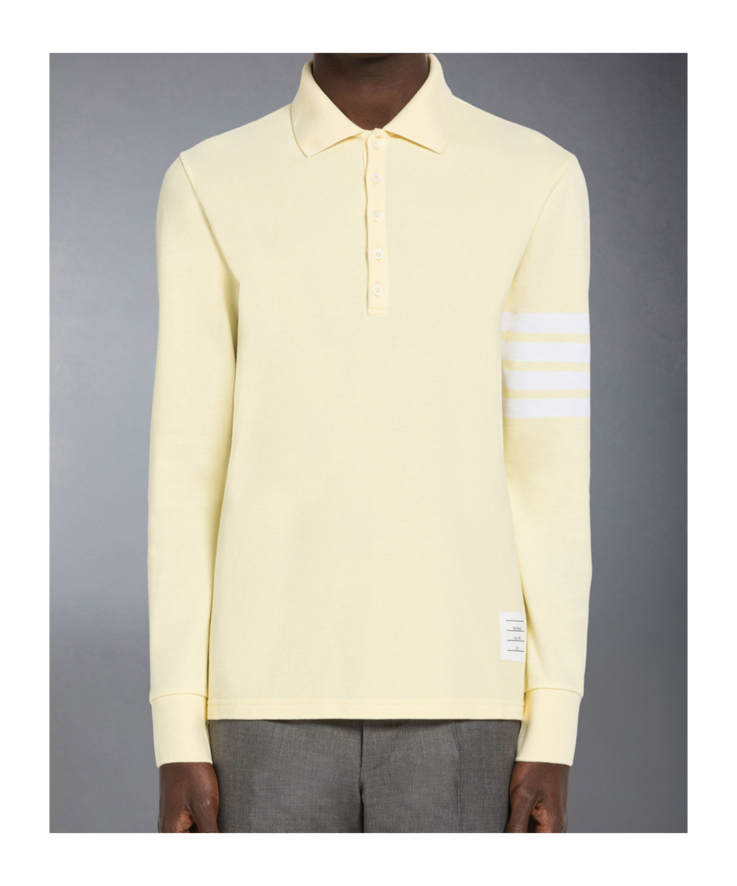 Thom Browne 4-bar Long-sleeve Polo Shirt In Neutral