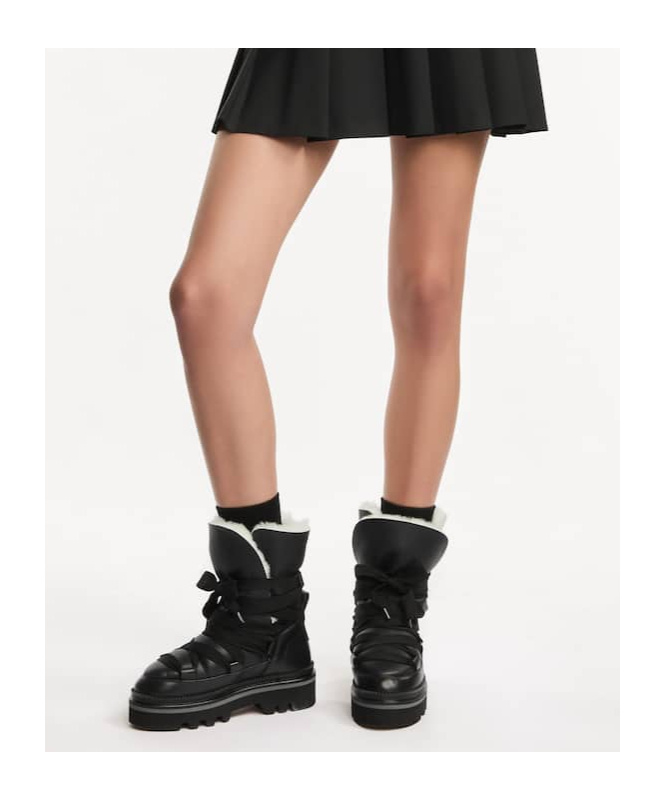 Hogan Faux-fur Trim Ankle Boots In Black
