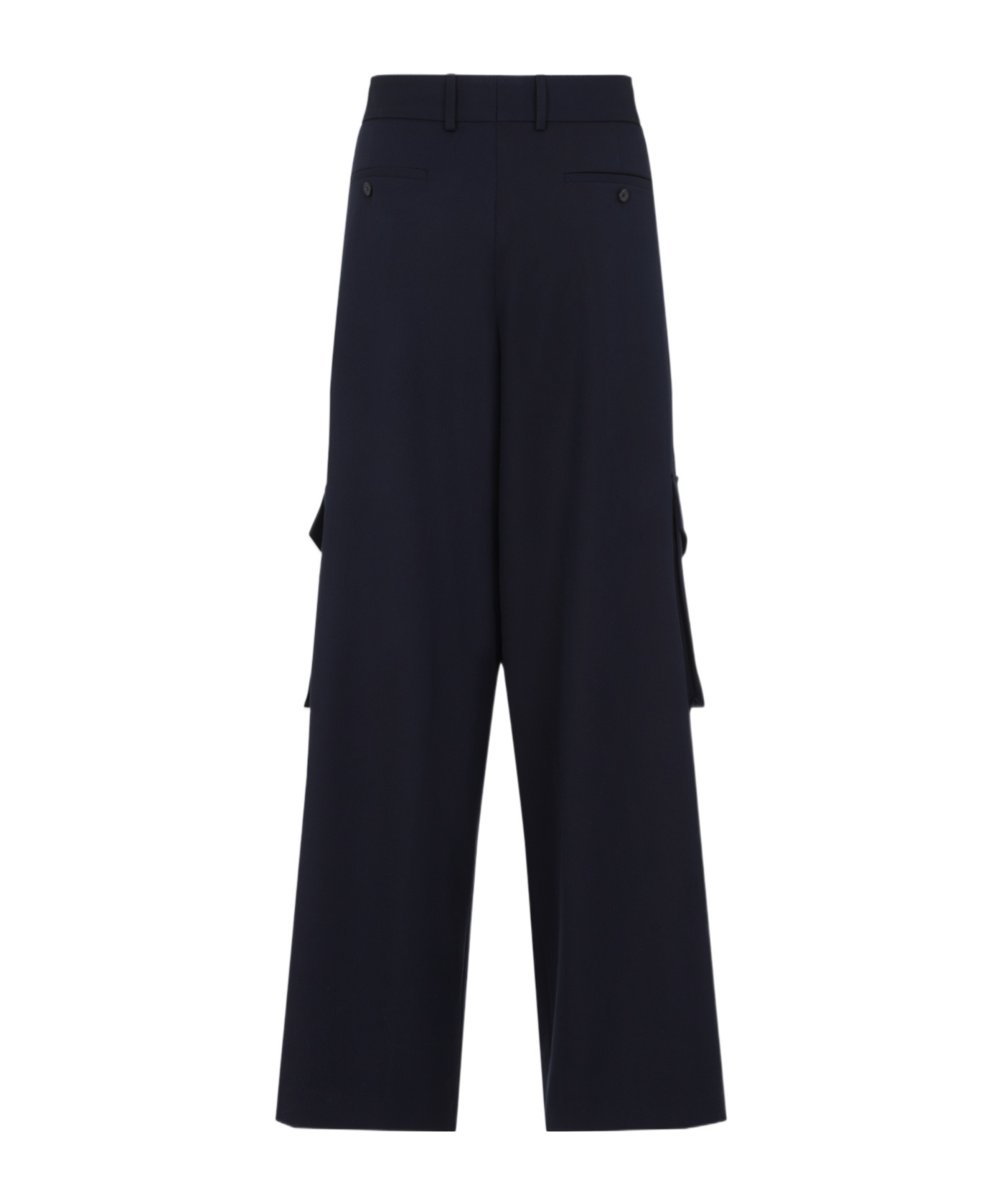 Dries Van Noten Navy-blue Wool Tris Pants In Black