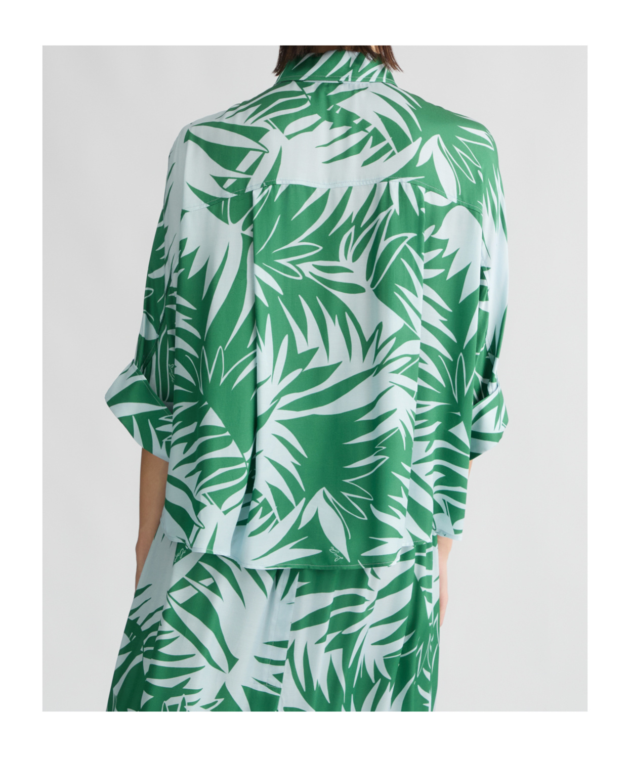 Liu •jo Liu Jo Relaxed-fit Multicolor Shirt With Tropical Palm Print In Green