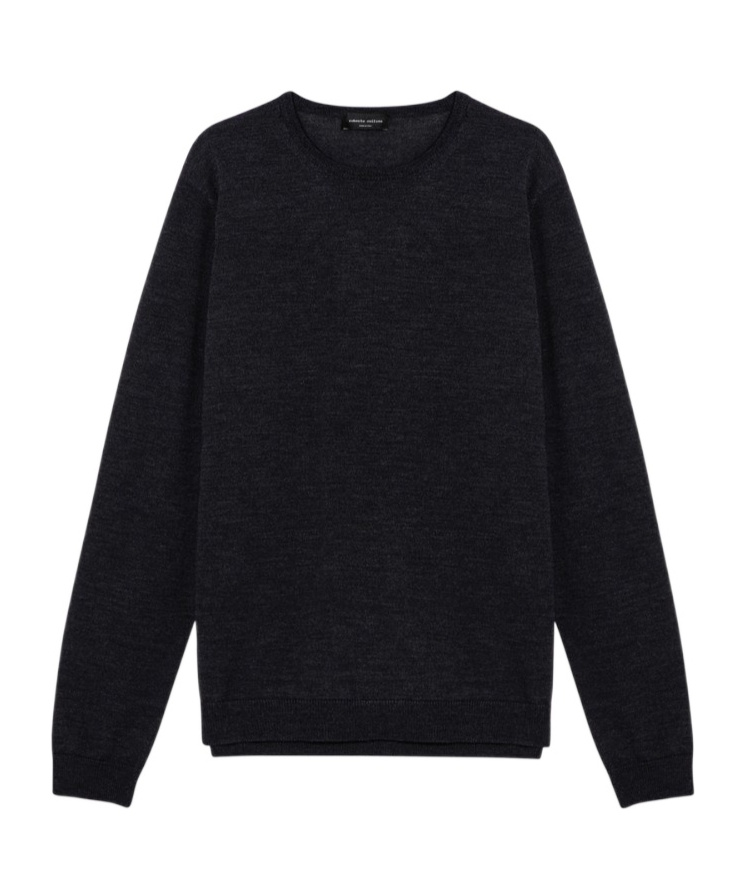 Roberto Collina Merino Wool Crewneck Sweater In Black