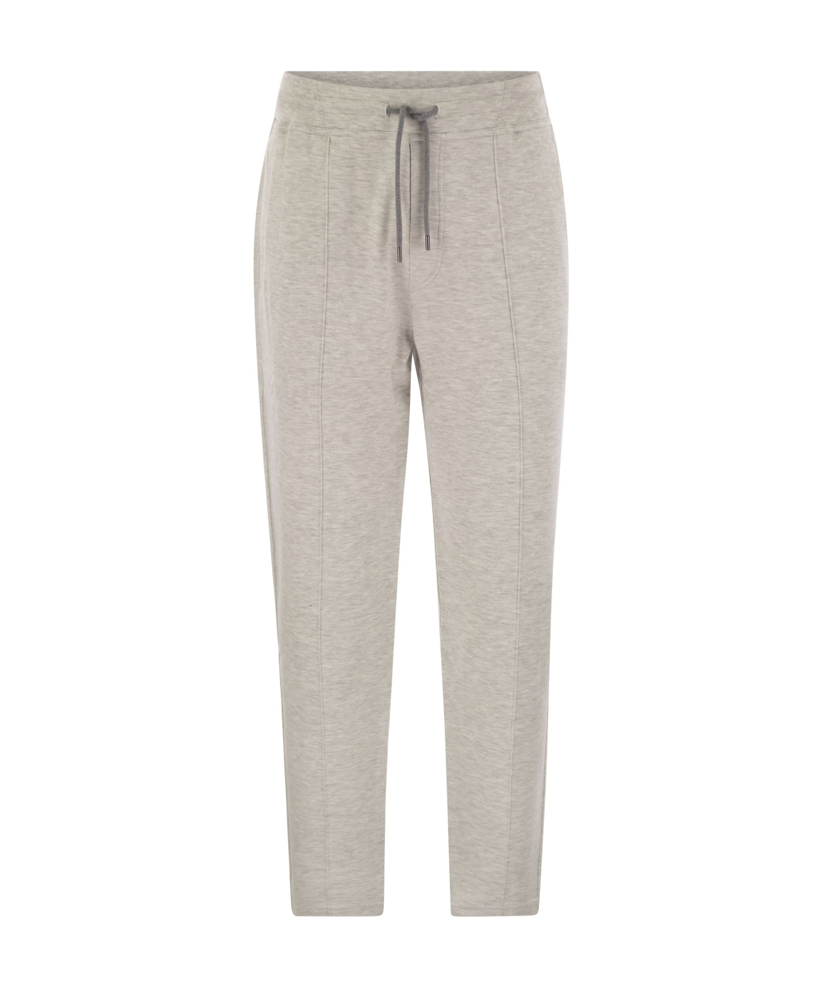 Brunello Cucinelli Pearl Grey Cotton Fleece Trousers In Nude