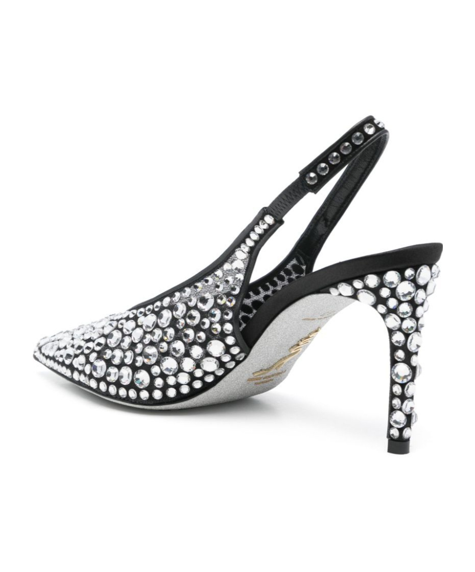 René Caovilla Rene Caovilla Gilda 80 Crystal Slingback In Black