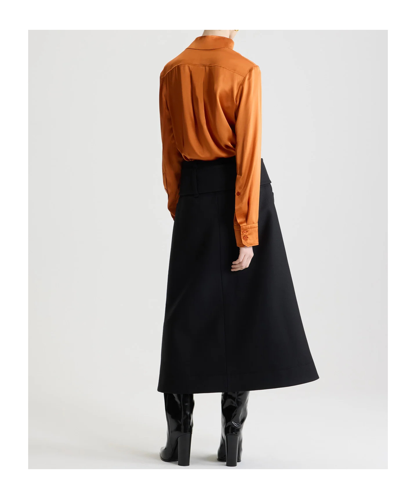 Patou Zip-front Belted Midi Skirt In Black