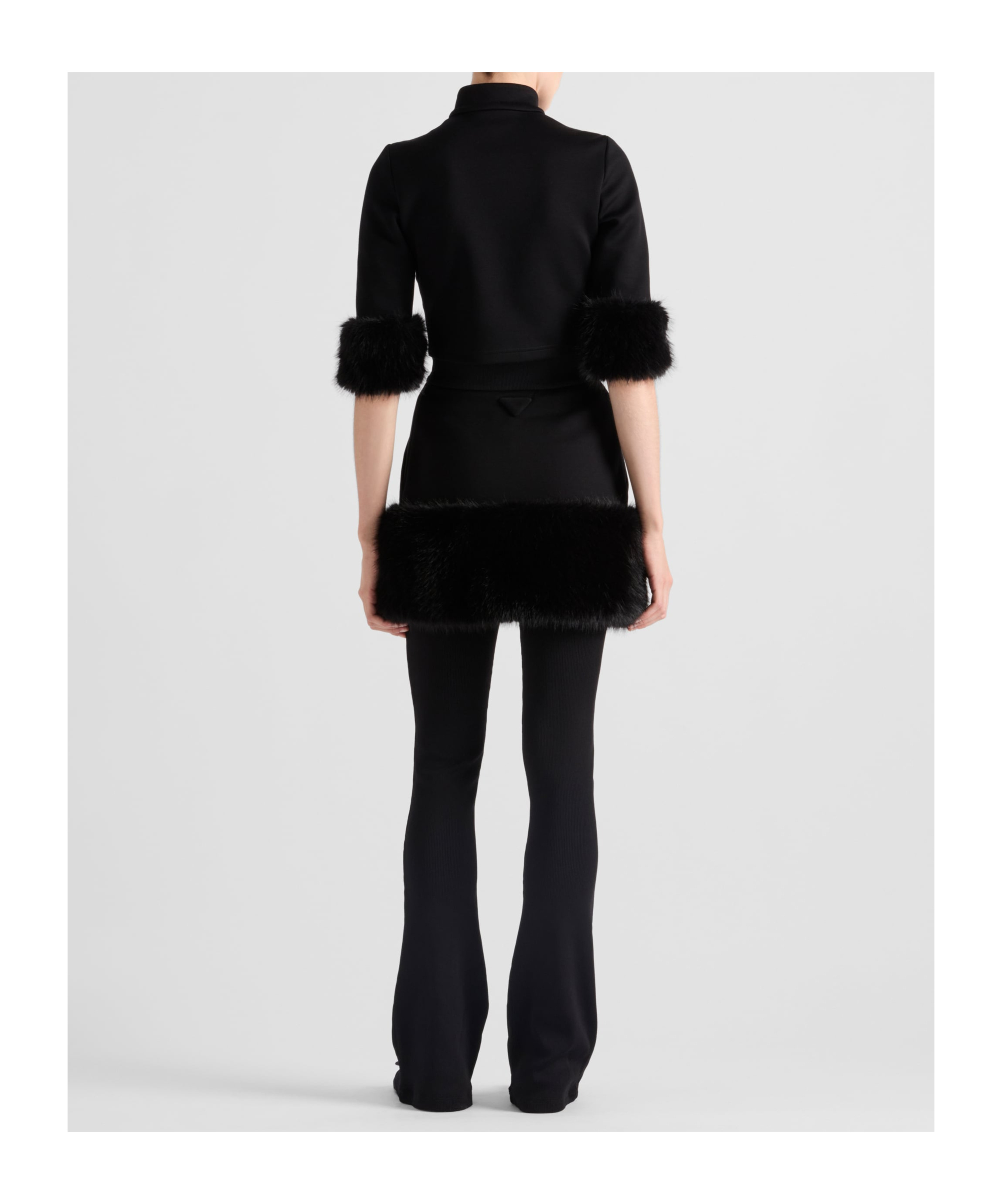 Prada Cropped Sweatshirt In Black